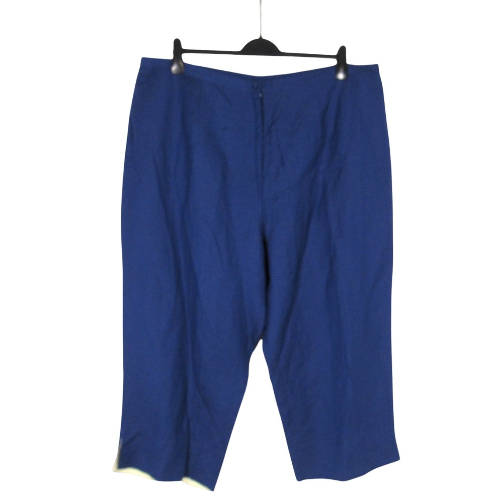 VTG BOB MACKIE Wearable Art LINEN BLEND Blue ELASTIC SIDES Cropped Leg PANTS 3X